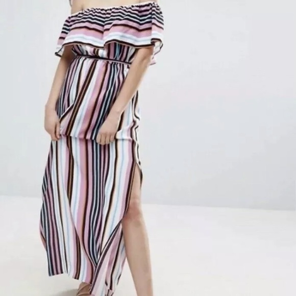 ASOS maternity Striped Off Shoulder Maxi Dress 6 - Picture 3 of 6